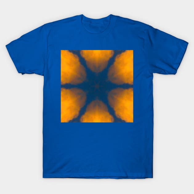 Deep Orange Electric Blue T-Shirt by lukefranklinart